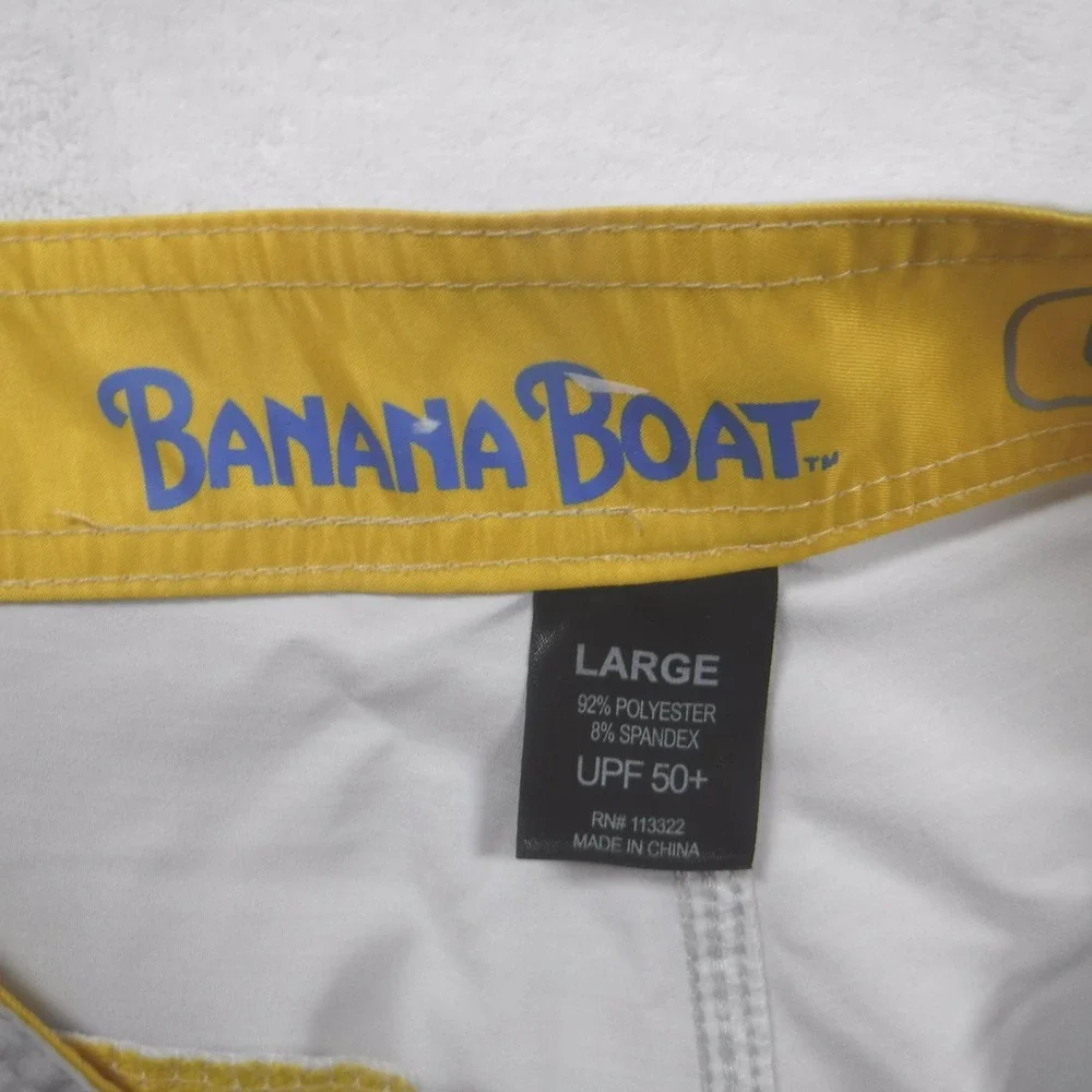 Banana Boat Mens Board Shorts Large Vail Striped Blue Rainbow UPF 50 Fast‎ Dry